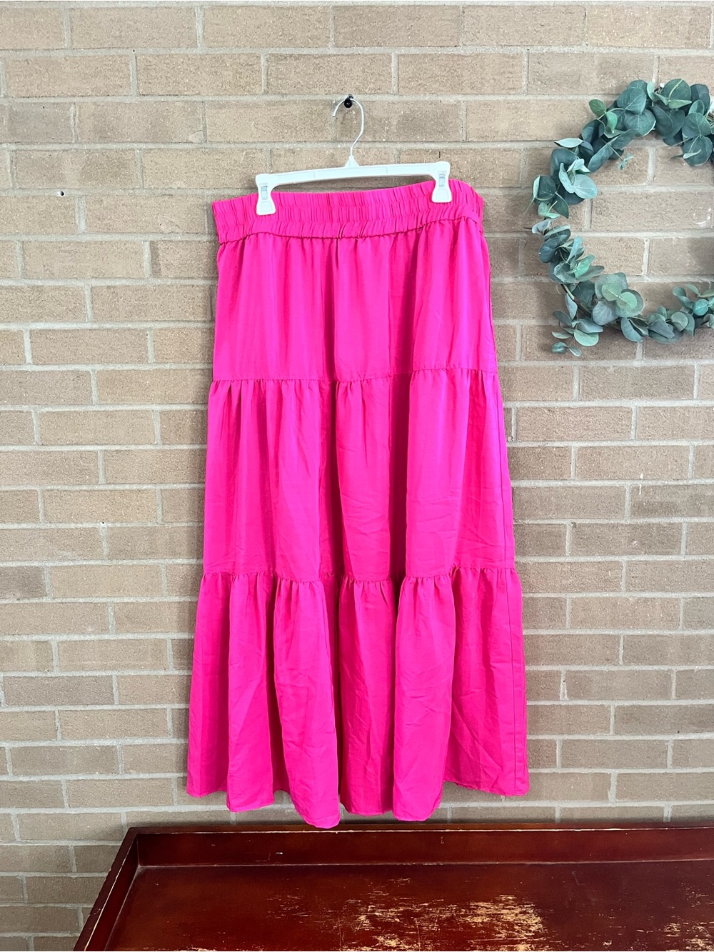 eesome Bright Pink Tiered Maxi Skirt